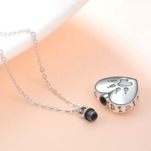 WINNICACA Cremation Jewelry Pet Urn Keepsake Necklace Sterling Silver Heart Urn Necklaces for Ashes for Dog Cat Paw w/Funnel Filler Kit