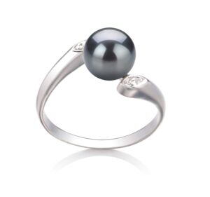 dana black 6-7mm aaa quality freshwater 925 sterling silver cultured pearl ring for women - size-7