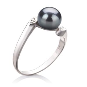 Dana Black 6-7mm AAA Quality Freshwater 925 Sterling Silver Cultured Pearl Ring For Women - Size-7