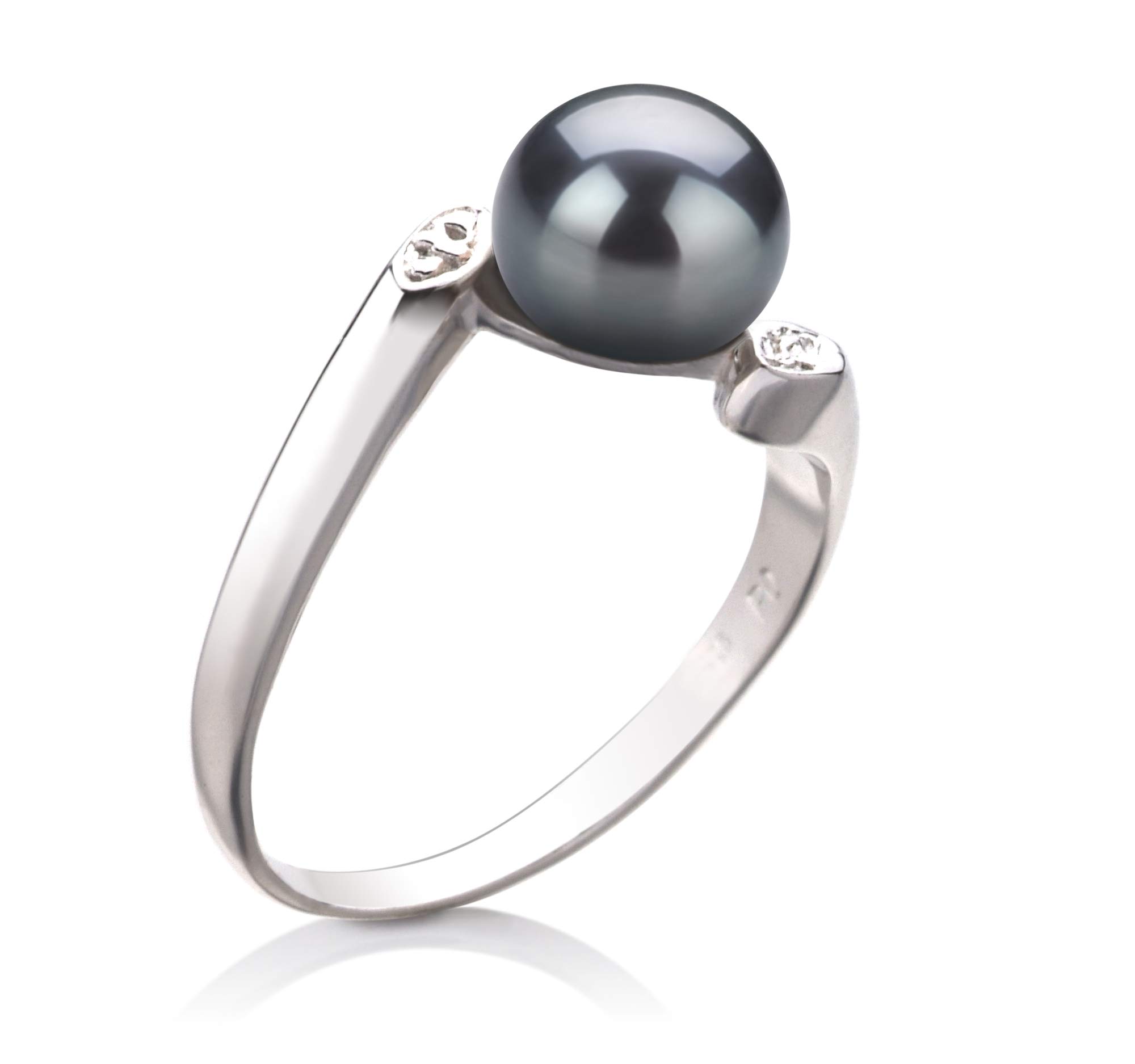 Dana Black 6-7mm AAA Quality Freshwater 925 Sterling Silver Cultured Pearl Ring For Women - Size-7