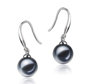 yoko black 7-8mm aaaa quality freshwater 925 sterling silver cultured pearl earring pair for women