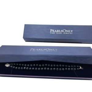 Lavinia Black 6-7mm Double Strand A Quality Freshwater 925 Sterling Silver Cultured Pearl Bracelet-8 in length