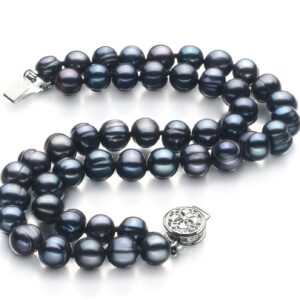 Lavinia Black 6-7mm Double Strand A Quality Freshwater 925 Sterling Silver Cultured Pearl Bracelet-8 in length