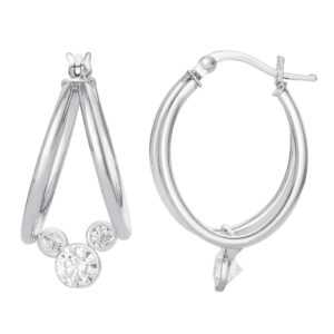 disney mickey mouse captured hoop earrings sterling silver cubic zirconia jewelry for women