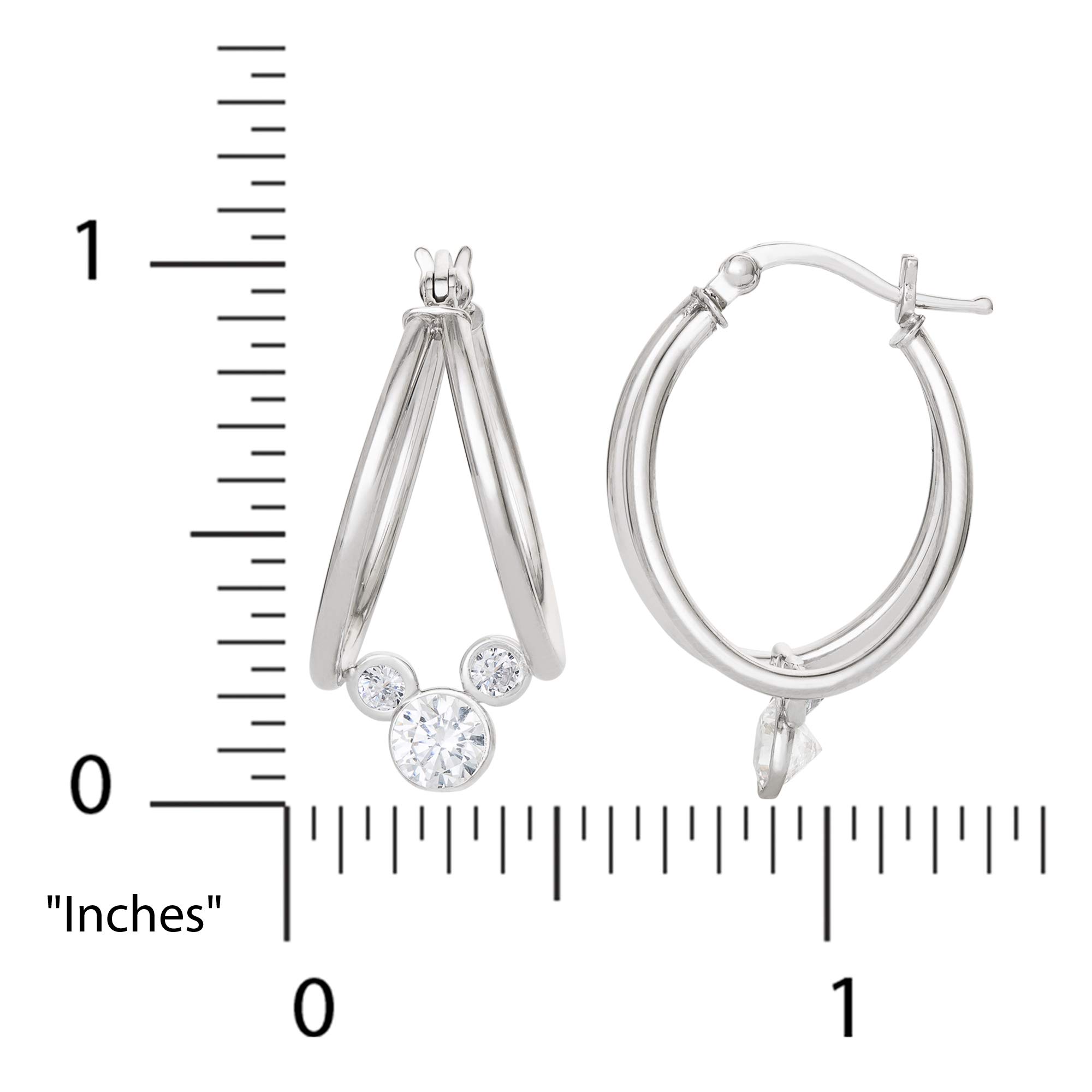 Disney Mickey Mouse Captured Hoop Earrings Sterling Silver Cubic Zirconia Jewelry for Women