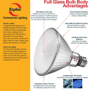 Explux Outdoor-tough Full Glass LED PAR38 Flood Yellow Light Bulbs, 120W Equivalent, Weatherproof & Anti-Ageing, Dimmable, Yellow Color Spotlight, 2-Pack