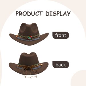 SAJUZEN Kids Cowboy Hat Felt Wide Brim Western Toddler Cowgirl Hat for Girls and Boys Sun Hat