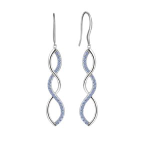 aurora tears infinity swirl dangle drop twist earrings blue 925 sterling silver women crystal spiral hook earrings zirconia gift girls dating jewelry de0062h