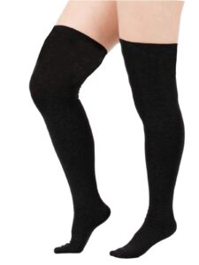 zando plus size thigh high stockings plus size long socks sexy cosplay wide calf striped thigh high socks halloween knee high socks girls warm socks for thick thighs a 1 pack black 8-12