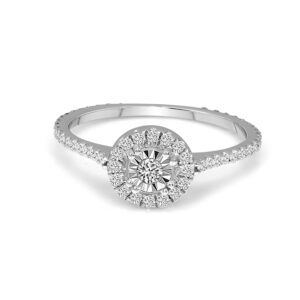 friendly diamonds lab created diamond ring 3/8 carat lab grown halo diamond engagement rings for women 10k white gold lab created si-gh quality halo diamond rings pure diamond halo rings