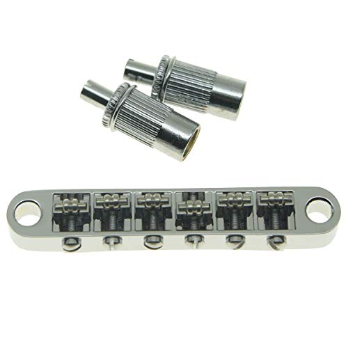 KAISH Chrome Guitar Roller Saddle Bridge Tune-O-Matic Bridge with Roller Saddles For Epi Les Paul,SG,Dot,Bigsby Guitar with M8 Threaded Posts