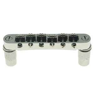 KAISH Chrome Guitar Roller Saddle Bridge Tune-O-Matic Bridge with Roller Saddles For Epi Les Paul,SG,Dot,Bigsby Guitar with M8 Threaded Posts