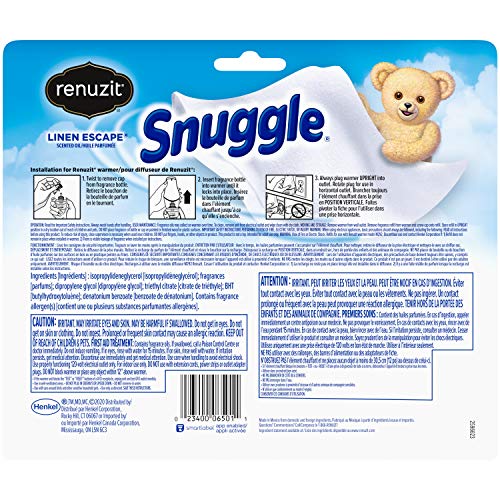 Renuzit Snuggle Scented Oil Refill for Plugin Air Fresheners, Linen Escape, 5 Count