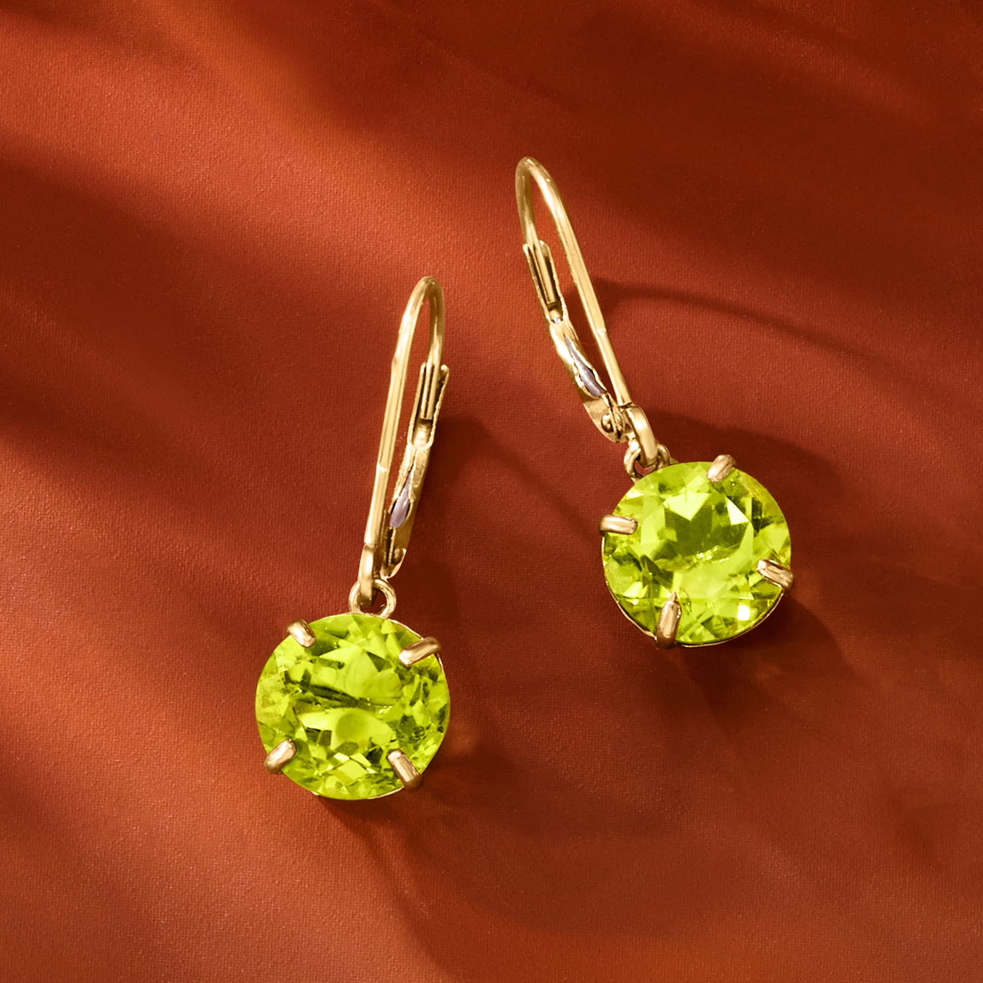 Ross-Simons 3.90 ct. t.w. Peridot Drop Earrings in 14kt Yellow Gold