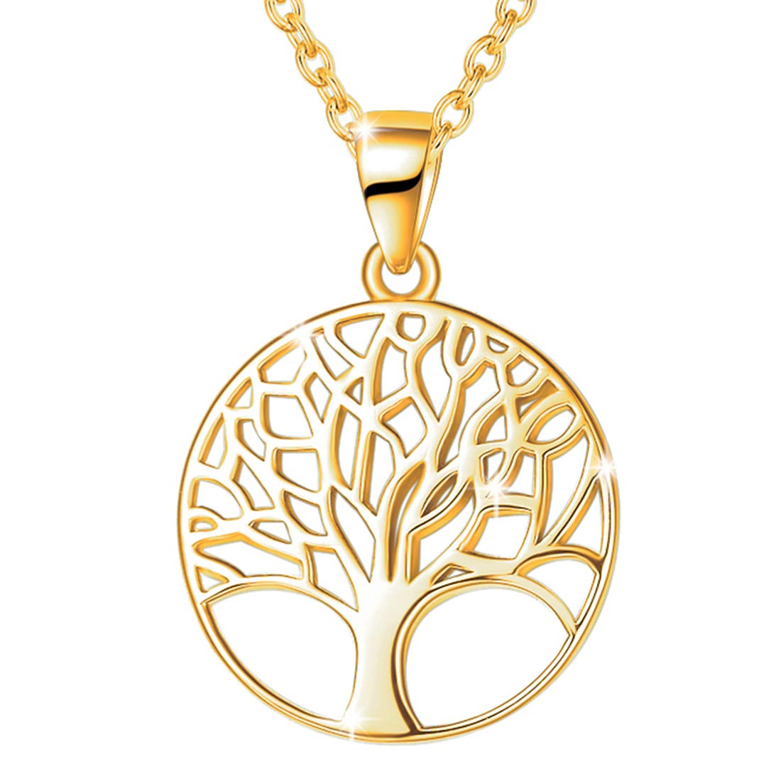 AGVANA Gold Plated Sterling Silver Tree of Life Pendant Necklace for Women Dainty Family Tree Necklace Anniversary Jewelry Birthday Gifts for Women Mom Wife Lover Grandma Her