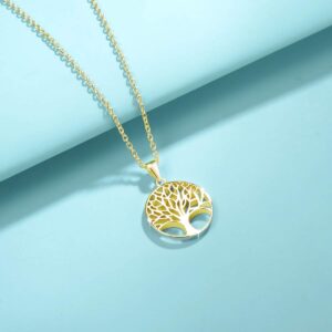 AGVANA Gold Plated Sterling Silver Tree of Life Pendant Necklace for Women Dainty Family Tree Necklace Anniversary Jewelry Birthday Gifts for Women Mom Wife Lover Grandma Her