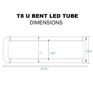 Romwish U Shaped LED Tube Lights, T8 T12, 18W(40W Equiv.), 6000K Super Bright, 2000LM, Fluorescent Light Tube Replacement, Ballast Bypass, Dual-Ended Powered, Clear Cover, 4 Pack