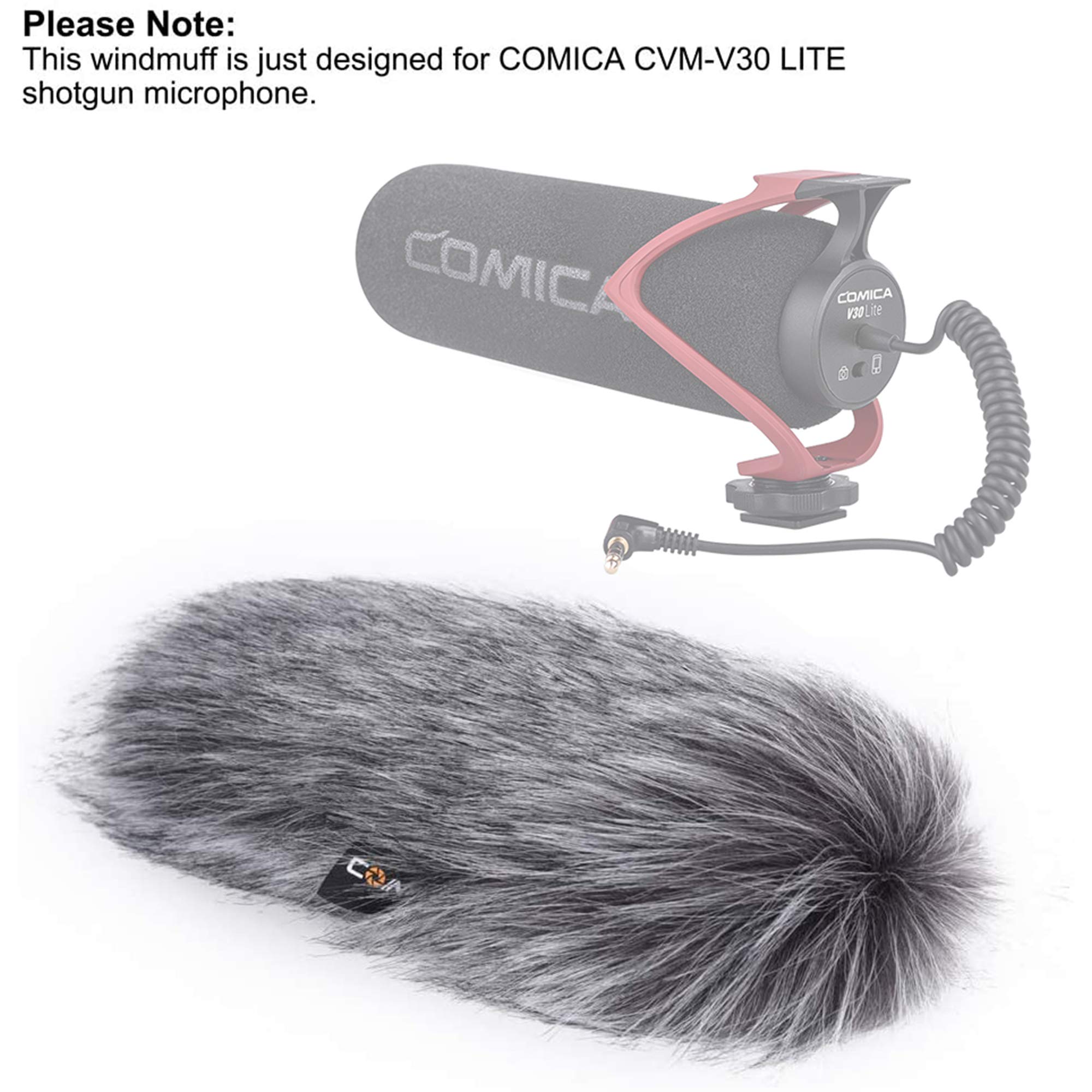 comica CVM-MF2 Outdoor Microphone Furry Windscreen Muff Professional Wind Cover Compatible with CVM-V30 LITE Shotgun Video Microphone