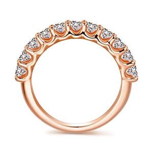 HAFEEZ CENTER 3mm Sterling Silver Rings, Moissanite Wedding Bands for Women, Moissanite Rings for Women, Eternity Wedding Bands for Her (Rose-Gold, 7)