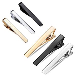 Classic Style Men's Tie Clips, Viaky Neck Ties Necktie Bar Pinch Clip with Gold Silver Black 3 Tone, Best Gifts for Your Father, Lover and Friends in Xmas, Anniversary, Wedding, Party, Meeting