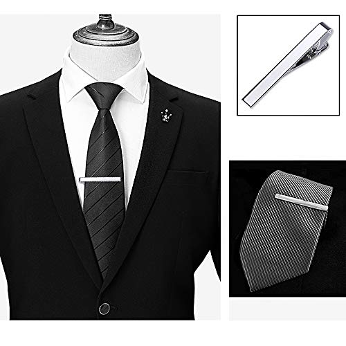 Classic Style Men's Tie Clips, Viaky Neck Ties Necktie Bar Pinch Clip with Gold Silver Black 3 Tone, Best Gifts for Your Father, Lover and Friends in Xmas, Anniversary, Wedding, Party, Meeting