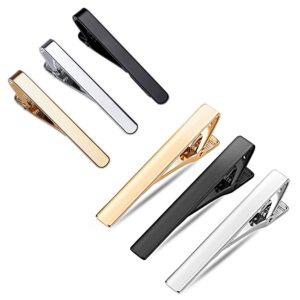 Classic Style Men's Tie Clips, Viaky Neck Ties Necktie Bar Pinch Clip with Gold Silver Black 3 Tone, Best Gifts for Your Father, Lover and Friends in Xmas, Anniversary, Wedding, Party, Meeting