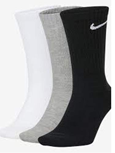 Nike Unisex Everyday Lightweight Crew Training Socks (3 Pair) (Multi-Color, L)