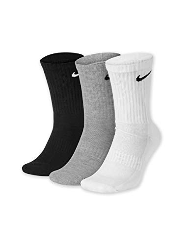 Nike Unisex Everyday Lightweight Crew Training Socks (3 Pair) (Multi-Color, L)