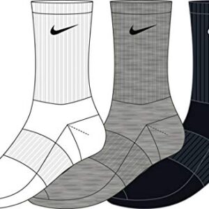 Nike Unisex Everyday Lightweight Crew Training Socks (3 Pair) (Multi-Color, L)