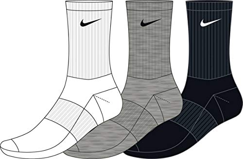 Nike Unisex Everyday Lightweight Crew Training Socks (3 Pair) (Multi-Color, L)