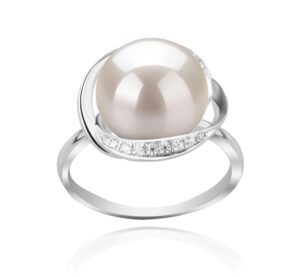 wendy white 11-12mm aaa quality freshwater 925 sterling silver cultured pearl ring for women - size-8