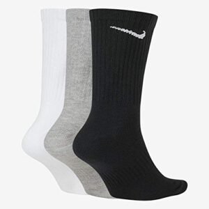 Nike Unisex Everyday Lightweight Crew Training Socks (3 Pair) (Multi-Color, L)