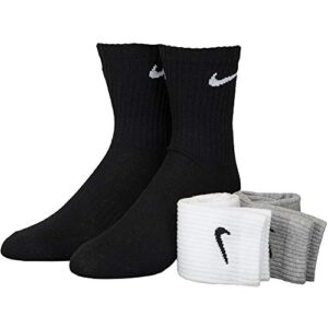 Nike Unisex Everyday Lightweight Crew Training Socks (3 Pair) (Multi-Color, L)