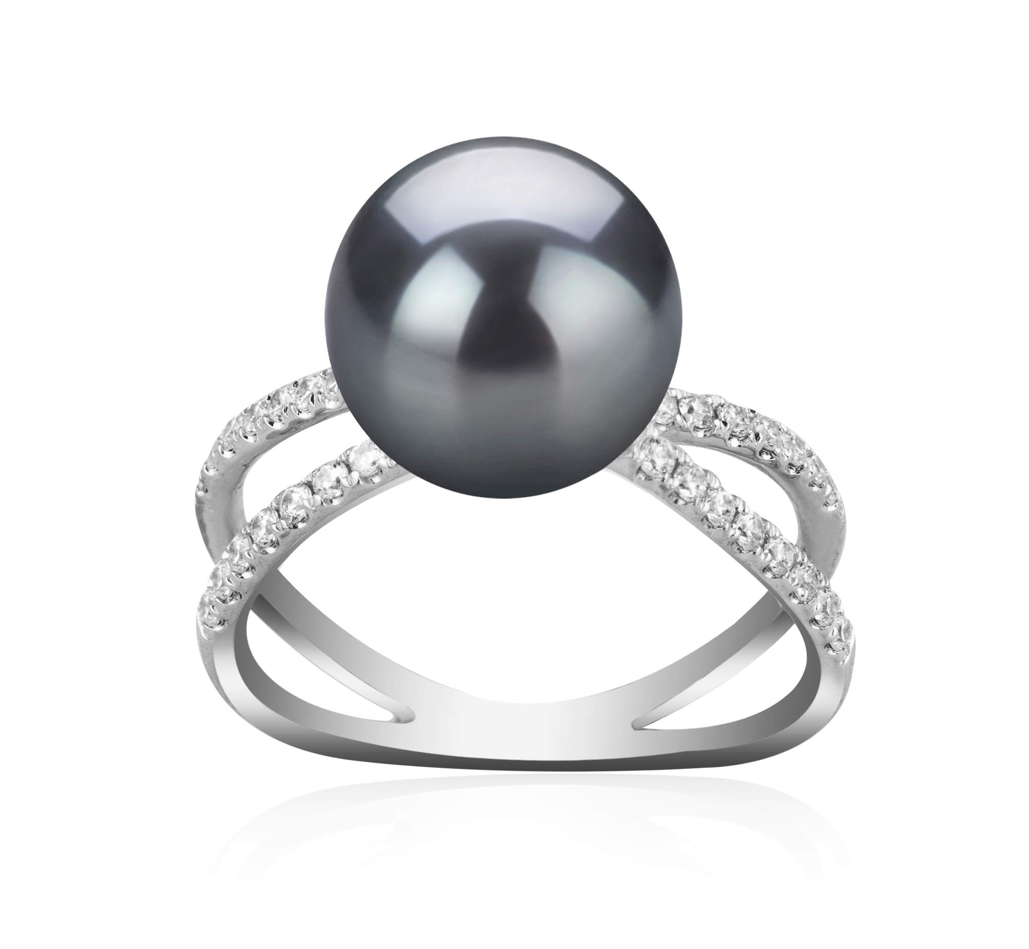 Zana Black 9-10mm AAA Quality Tahitian 925 Sterling Silver Cultured Pearl Ring For Women - Size-7