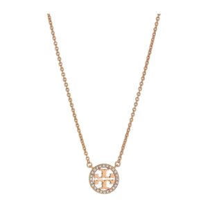 Tory Burch Crystal Logo Delicate Necklace Rose Gold/Crystal One Size