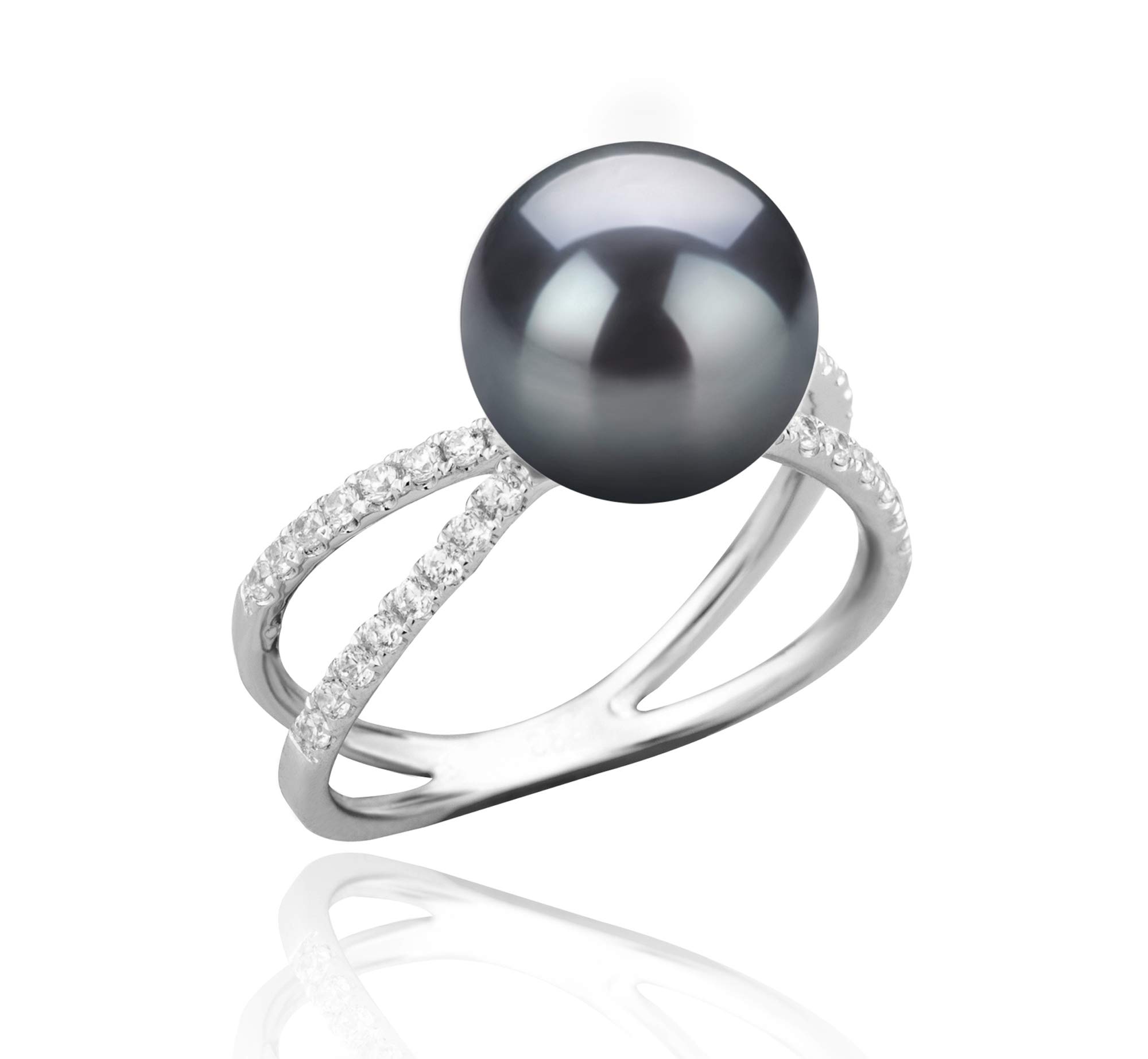 Zana Black 9-10mm AAA Quality Tahitian 925 Sterling Silver Cultured Pearl Ring For Women - Size-7