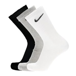 nike unisex everyday lightweight crew training socks (3 pair) (multi-color, m)