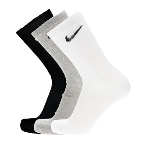 Nike Unisex Everyday Lightweight Crew Training Socks (3 Pair) (Multi-Color, M)