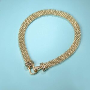 UNY Short Necklace 48cm Popcorn chain Magnetic Claps Classic Elegant Vintage Antique Jewelry (Gold)