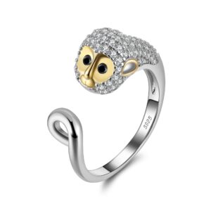 ginger lyne collection cute monkey wrap sterling silver ring cz two tone