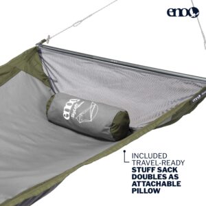 ENO Skyloft Hammock - 1 Person Portable Hammock - for Camping, Hiking, Backpacking, Travel, Festival, or The Beach - Olive/Grey