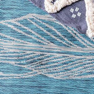 Unique Loom Outdoor Botanical Collection Area Rug - Leaf (6' 1" x 9' Rectangle, Teal/ Ivory)