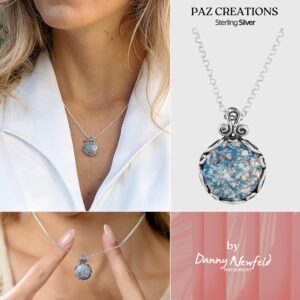 Paz Creations Women's 925 Sterling Silver Roman Glass Patina Pendant - Artisan Handcrafted Natural Organic Necklace, Handmade Jewelry Gift For Her