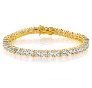 gemsme 18k yellow gold plated 4.0mm cubic zirconia classic tennis bracelet 7.5 inch