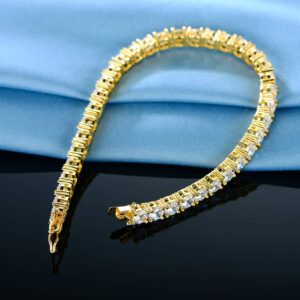 Gemsme 18K Yellow Gold Plated 4.0mm Cubic Zirconia Classic Tennis Bracelet 7.5 Inch