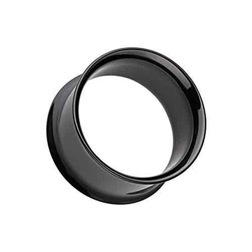 Covet Jewelry Colorline Steel Double Flared Ear Gauge Tunnel Plug (3/4" (19mm), Black)