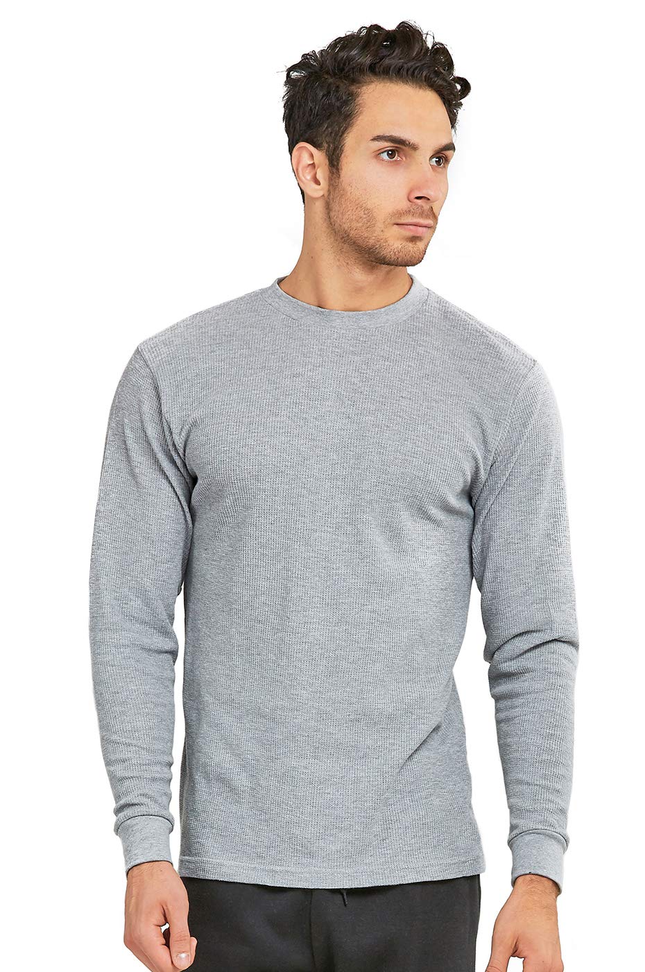 Men's Classic Waffle-Knit Heavy Thermal Top (M, Heather Gray)