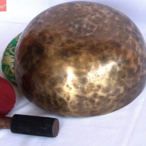 Root and Om Chakra C Note Anitque Finished Hand Hammered Tibetan Meditation Singing Bowl 9 Inches - Yoga Bowl from Nepal