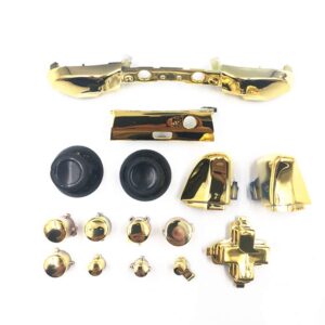 Full Set Chrome Dpad Triggers Buttons RT LT RB LB Button ABXY Buttons with Thumbstick for Xbox One Slim Xbox One S Controller Replacement with T6 T8 Screwdriver (Gold)