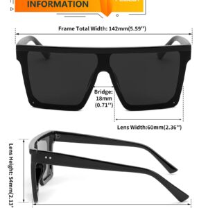 FEISEDY Oversized Sunglasses Mens Womens Flat Top Square Trendy Visor Shades UV400 B2470